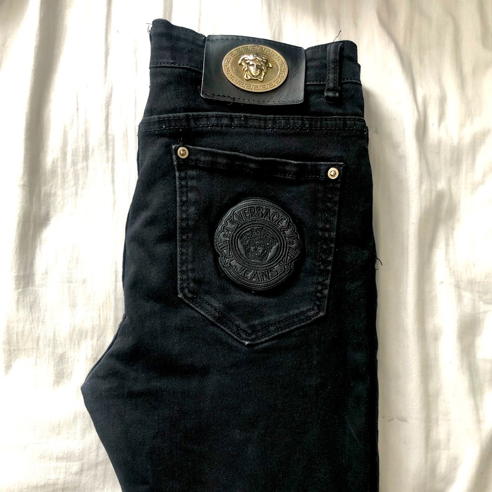 Used Versace Black and Red Jeans